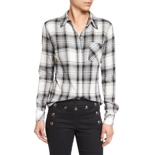 Veronica Beard Plaid Long Sleeve Button Front Shirt Size 6