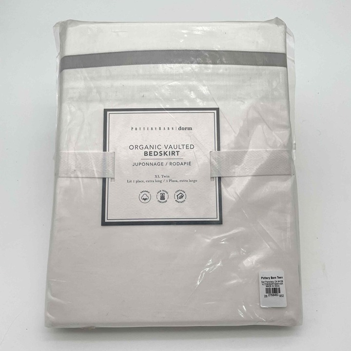 NWT Pottery Barn Teen Organic Cotton Vaulted Bedskirt XL Twin 42 drop