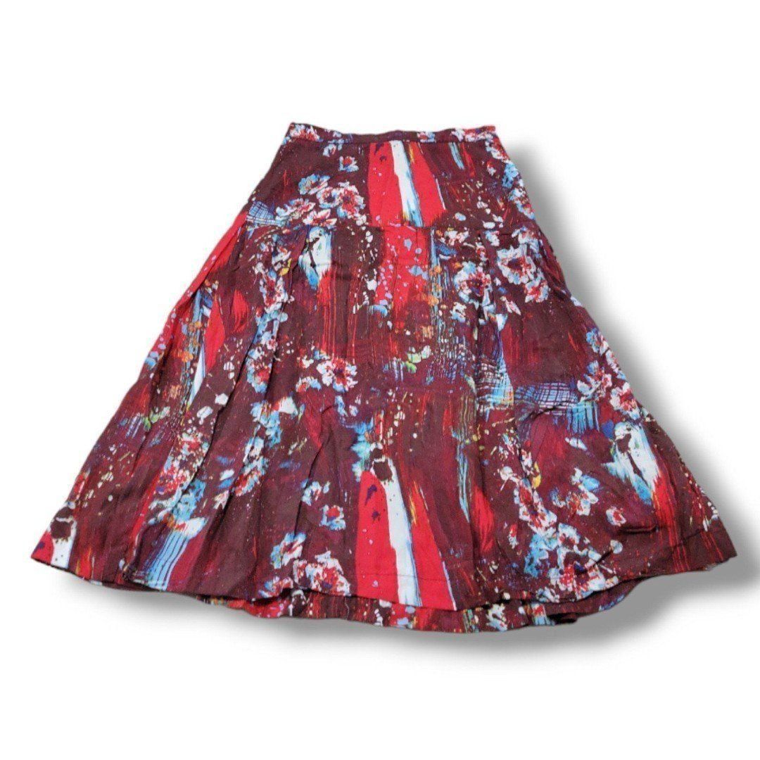 Grey Antics Skirt Size 4 26 Waist Peasant Skirt Pleated Skirt Midi Skirt Floral