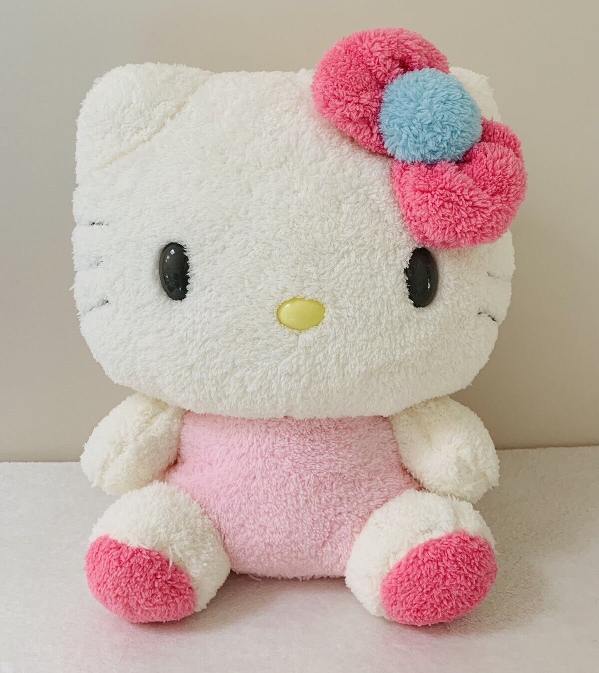 Sanrio Japan Sega Hello Kitty Pink Pastel Fluffy Plush 16” Kawaii Collectible