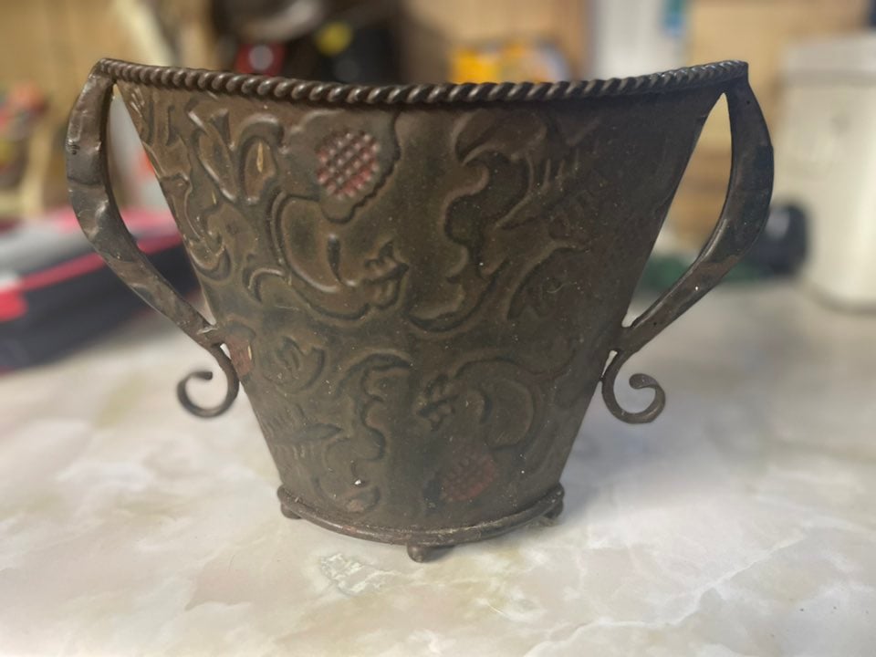 Pair Of Vintage Metal Planters
