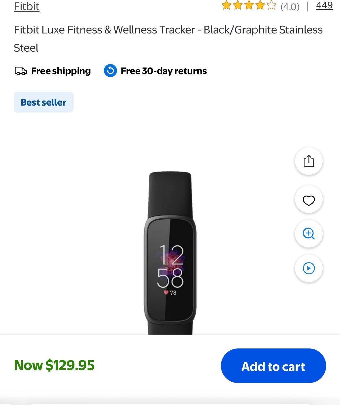 Fitbit Luxe Fitness & Wellness Tracker - Black/Graphite Stainless Steel