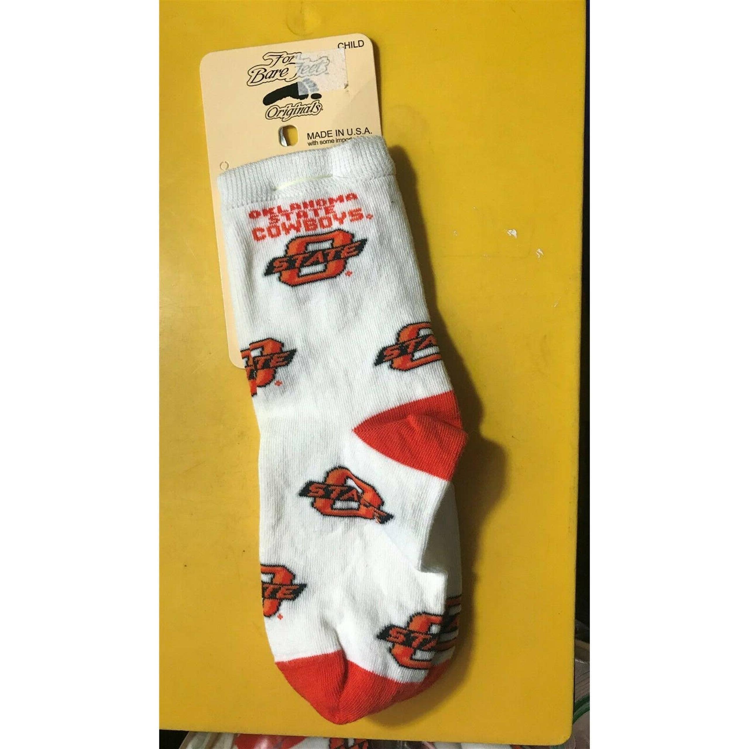 OSU Oklahoma State Cowboys SOCKS child shoe size 8-13 - 2-4 years Orange RARE
