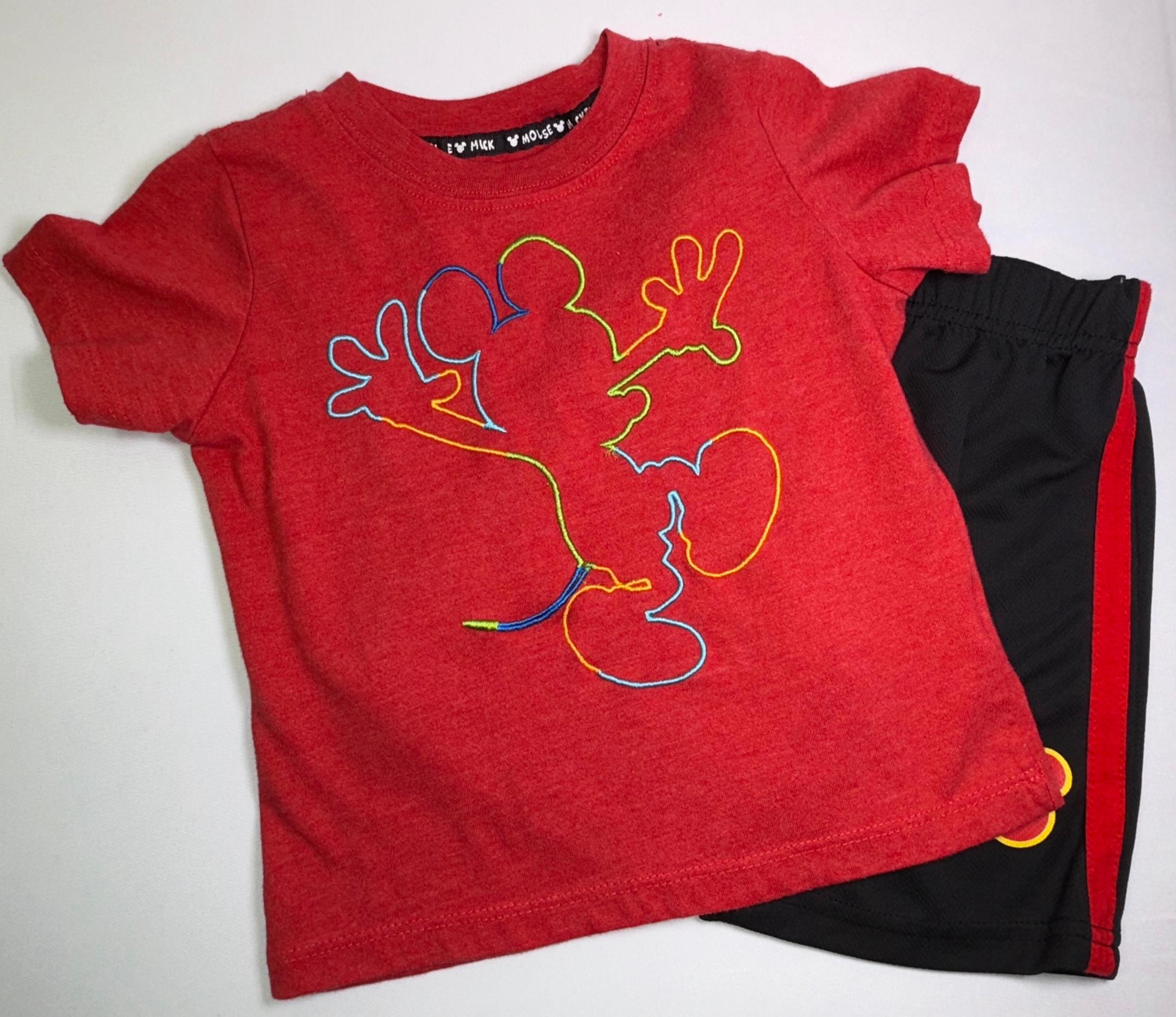 Disney Junior 4T Mickey Mouse Short Sleeve Tee & Athletic Shorts Outfit Set