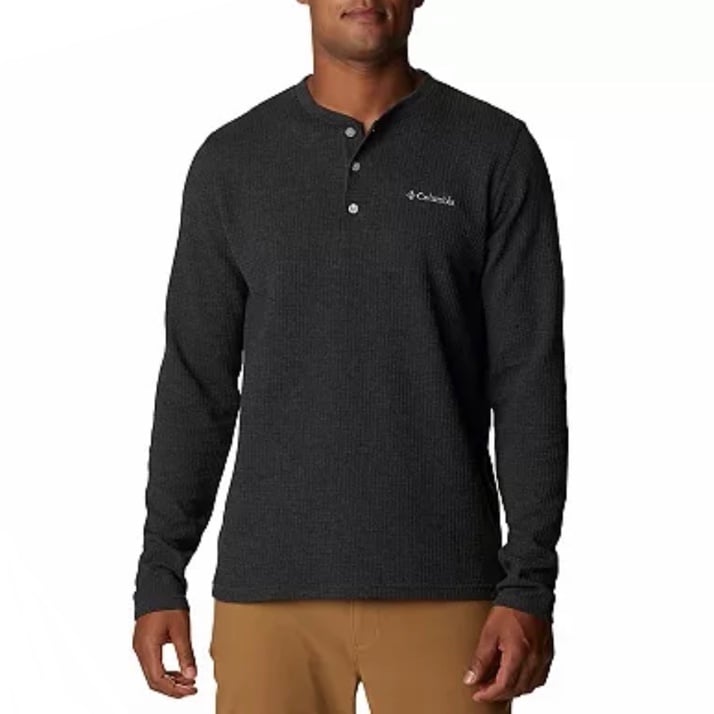 Columbia Black Pine Peak Omni-Wick Long Sleeve Regular Fit Waffle Henley Shirt S