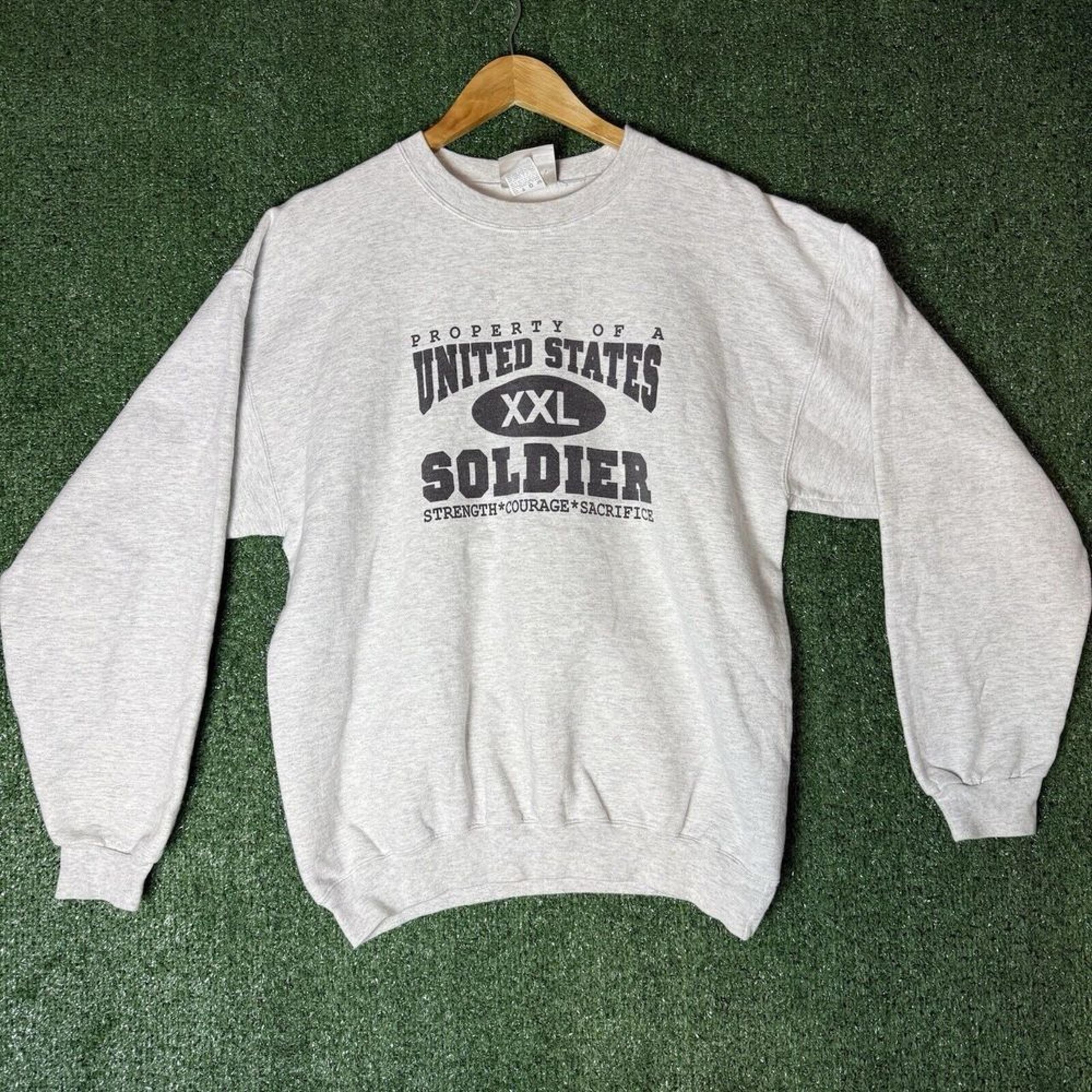 Vintage Army Pullover Crewneck Sweatshirt Mens Medium Strength Courage Sacrifice