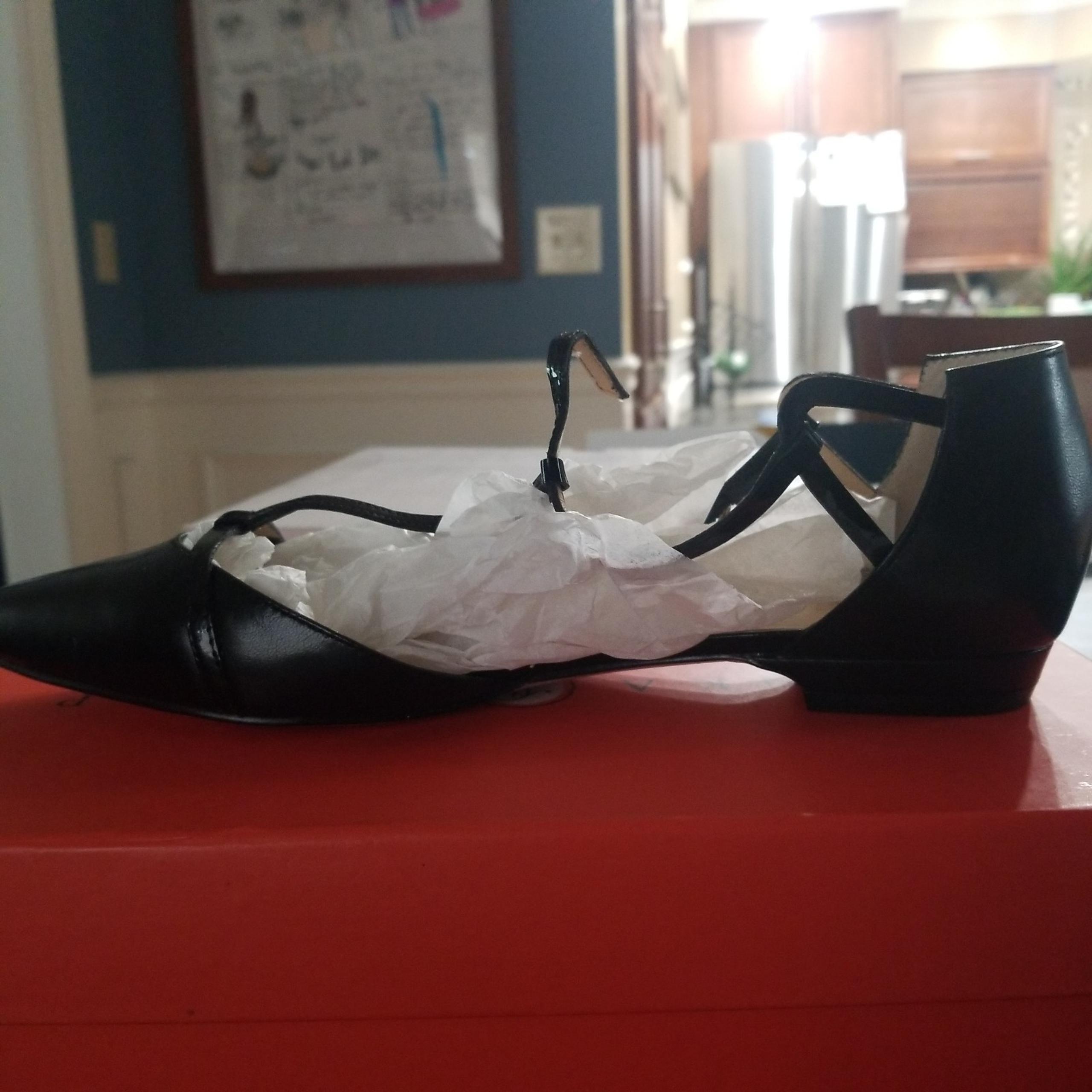 Ivanka trump Black multi leather T strap flat shoes size 9