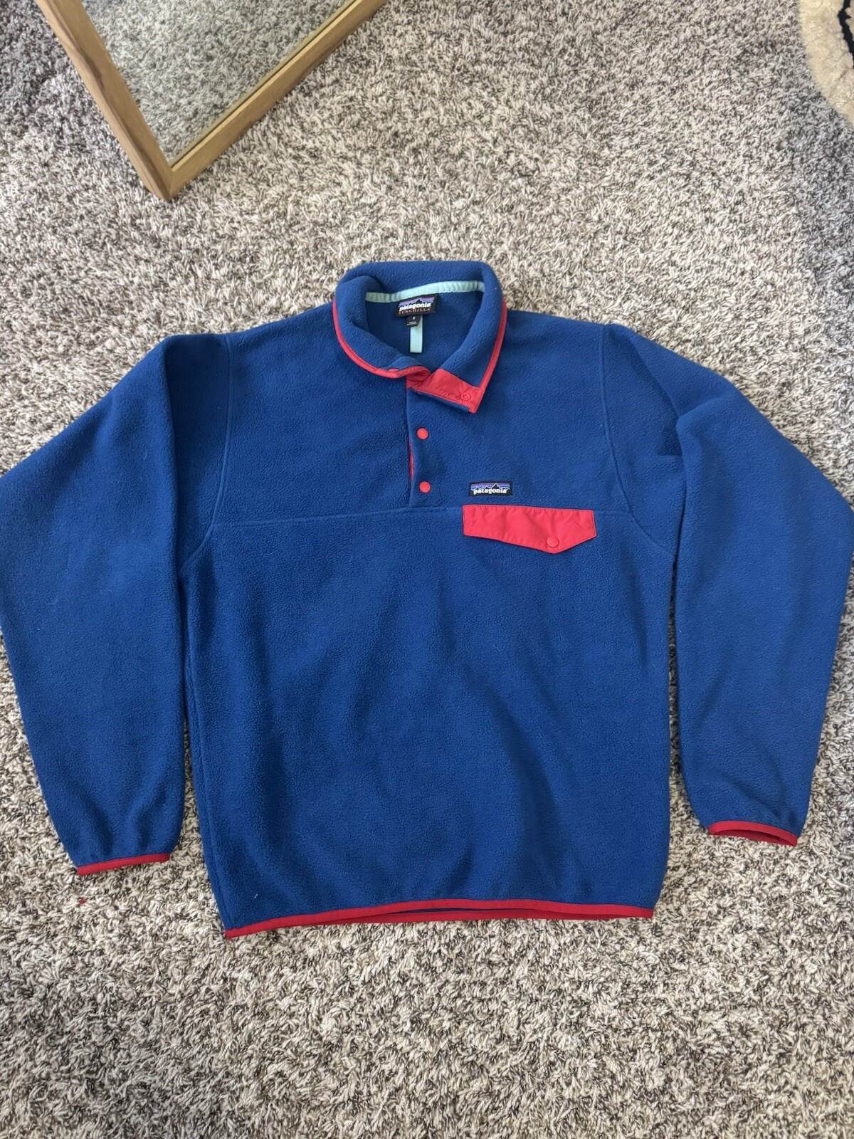Patagonia Synchilla Snap-T Fleece Pullover Men’s Size Small Blue Red