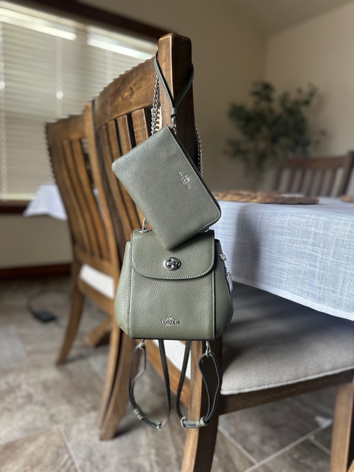 Coach Convertible Mini Backpack & Wristlet- Olive Green