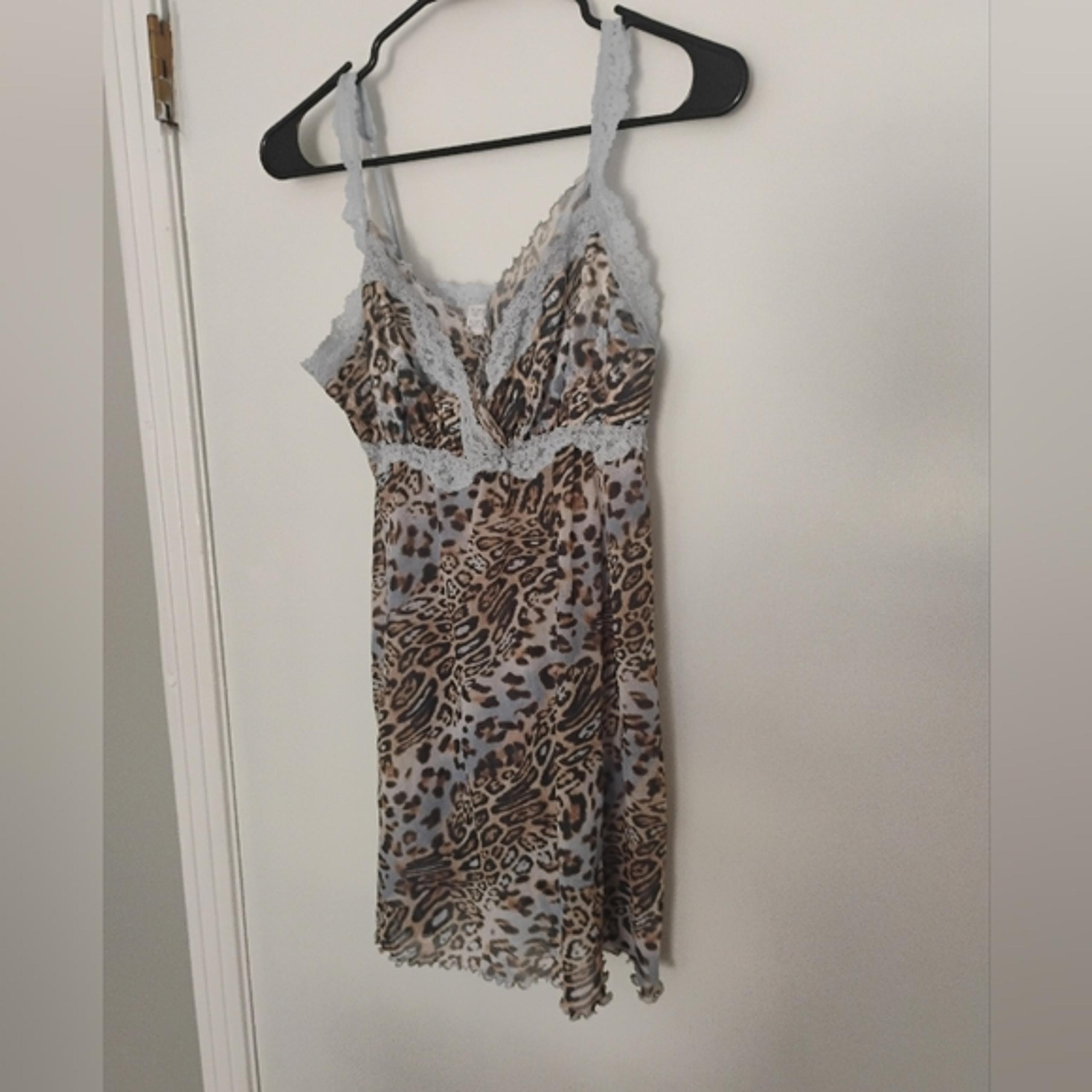 Vintage 2000s Hanky Panky Lace Animal Print Bias Cut Slip Dress