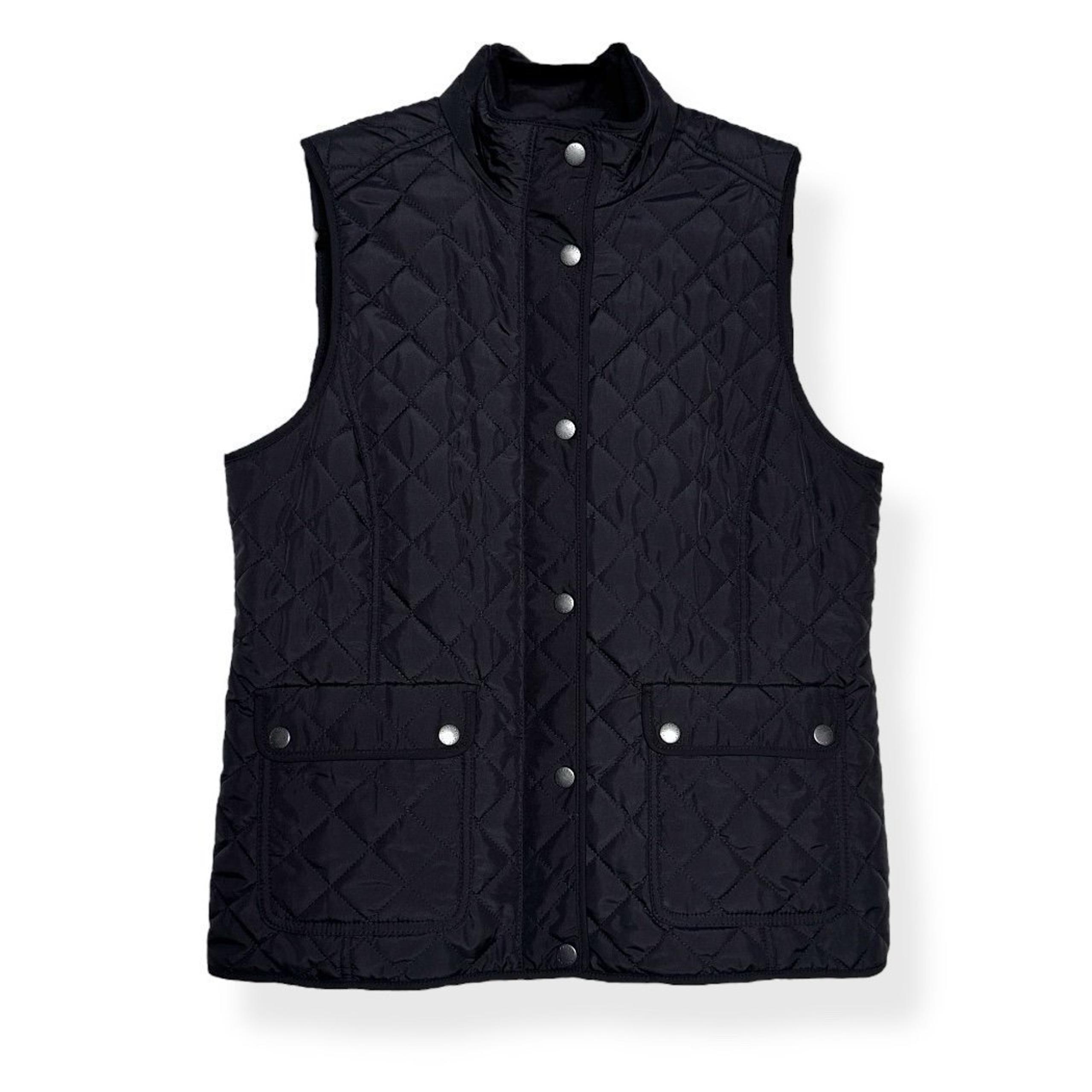 Talbots Quilted Fleece Lined Black Puffer Vest
