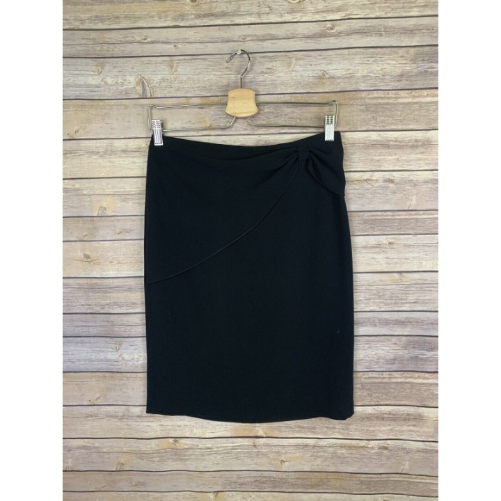 Armani Collezioni Womens Size 4 Black Pencil Skirt Bow Detail Zip Back Career