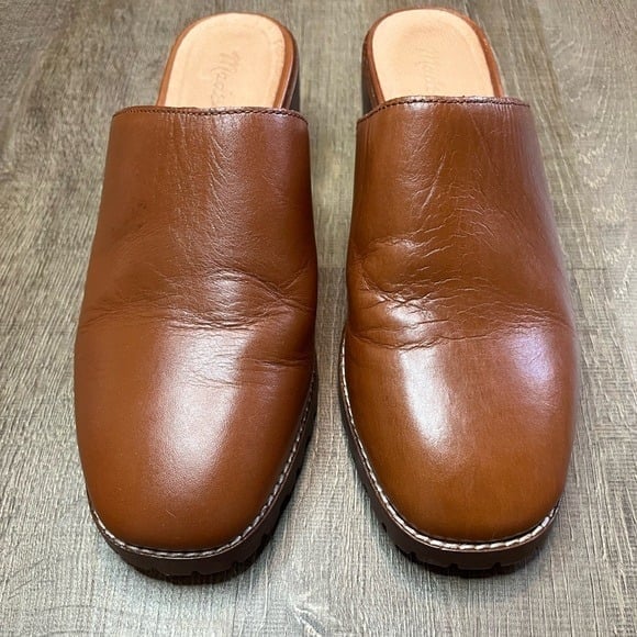Madewell The Mindy Lugsole Mule in Leather size 7 brown