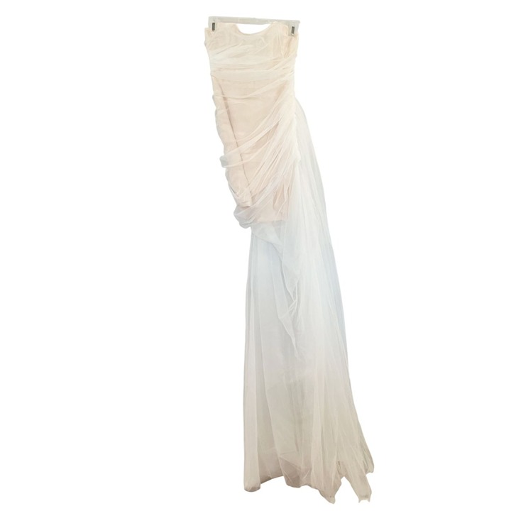 NEW The Bar Cleo Gown in White Strapless Mesh Formal - Size 0