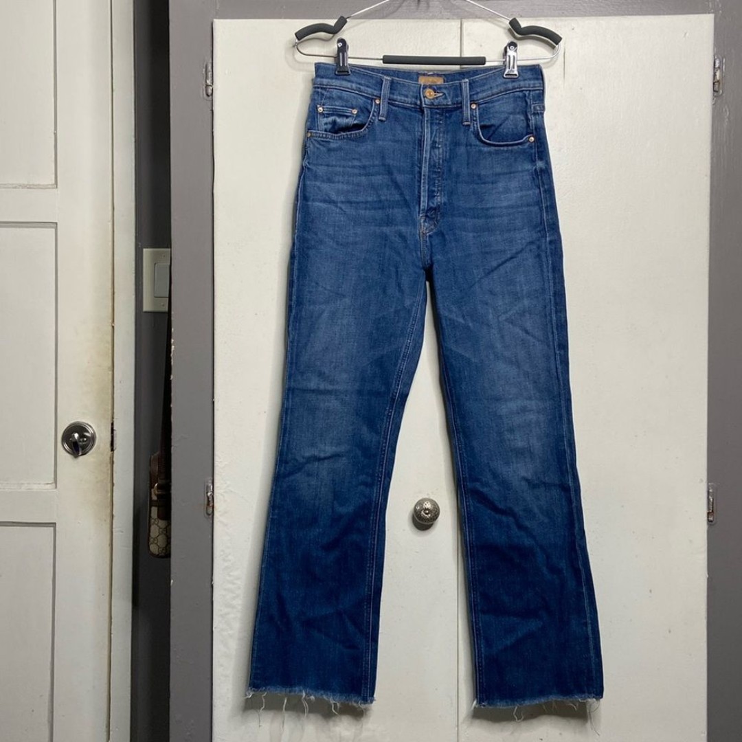 Mother Women The Tripper Ankle Fray Jeans Nature Touch Base 27 Blue High Waisted