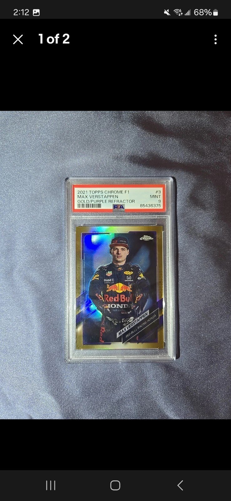 2021 Chrome F1 Max Verstappen Gold/Purple Refractor Mint 9