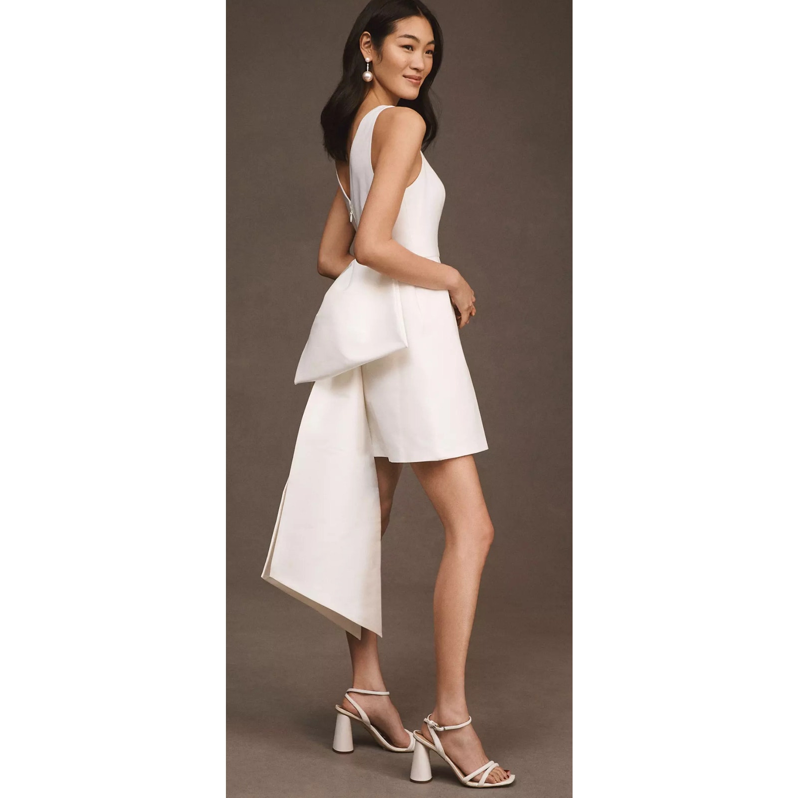 Sachin & Babi Gwyneth Mini Bow Dress Ivory Sz 12 Black Tie Formal NWT