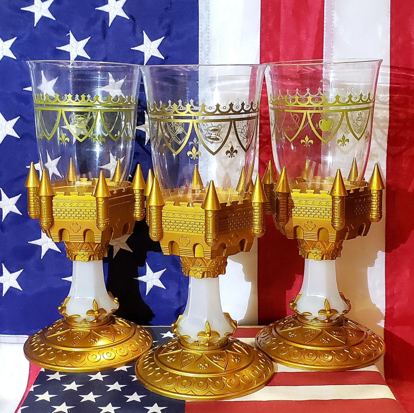 Disney Parks Beauty & The Beast Be Our Guest Set of 4 Light Up Goblet Cups