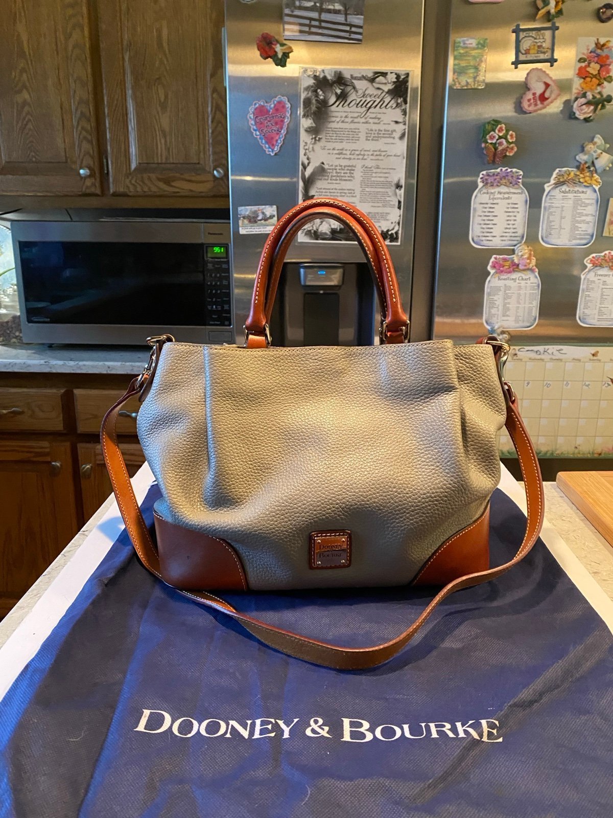 DB Baow Gray Pebble Florentine Leather Satchel Shoulderbag, DB Dust Cover