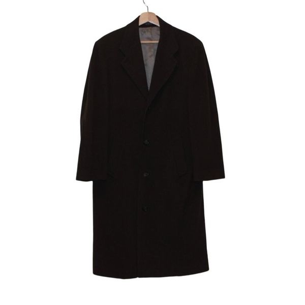 Christian Aujard Cashmere Blend Brown Button Front Long Coat Men’s Size 38