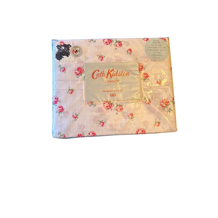 Cath Kidston Scattered Rose Twin XL Sheet Set 100% Cotton 200 Thread Count Perca
