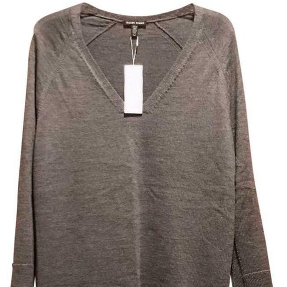 Eileen Fisher Ash Gray Deep V-Neck Tunic