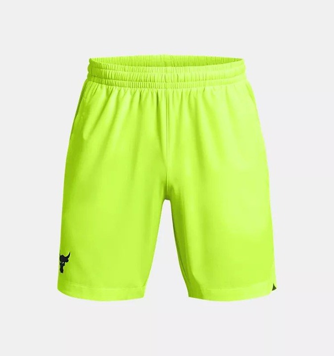 S Under Armour Project Rock Woven 1377431 731 man yellow shorts Brand New