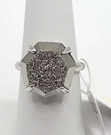 Kendra Scott Ring Rhodium Platinum Druzy Cocktail Ring Available Size 6