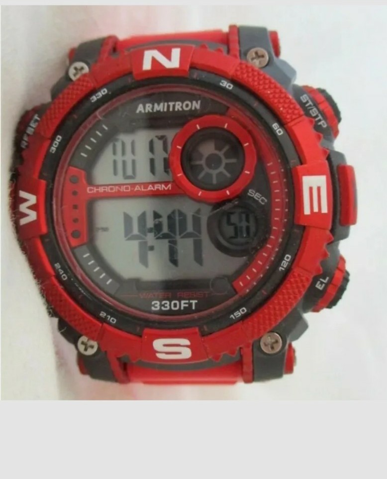 Armitron Pro-Sport Red & Black Water Resistant Digital watch w/ Adjustable Band