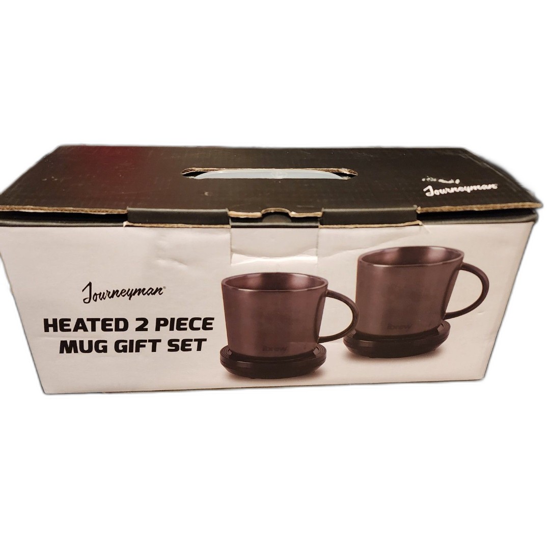 New Journeyman Heated 2 Piece Mug Gift Set  coffee stay hot