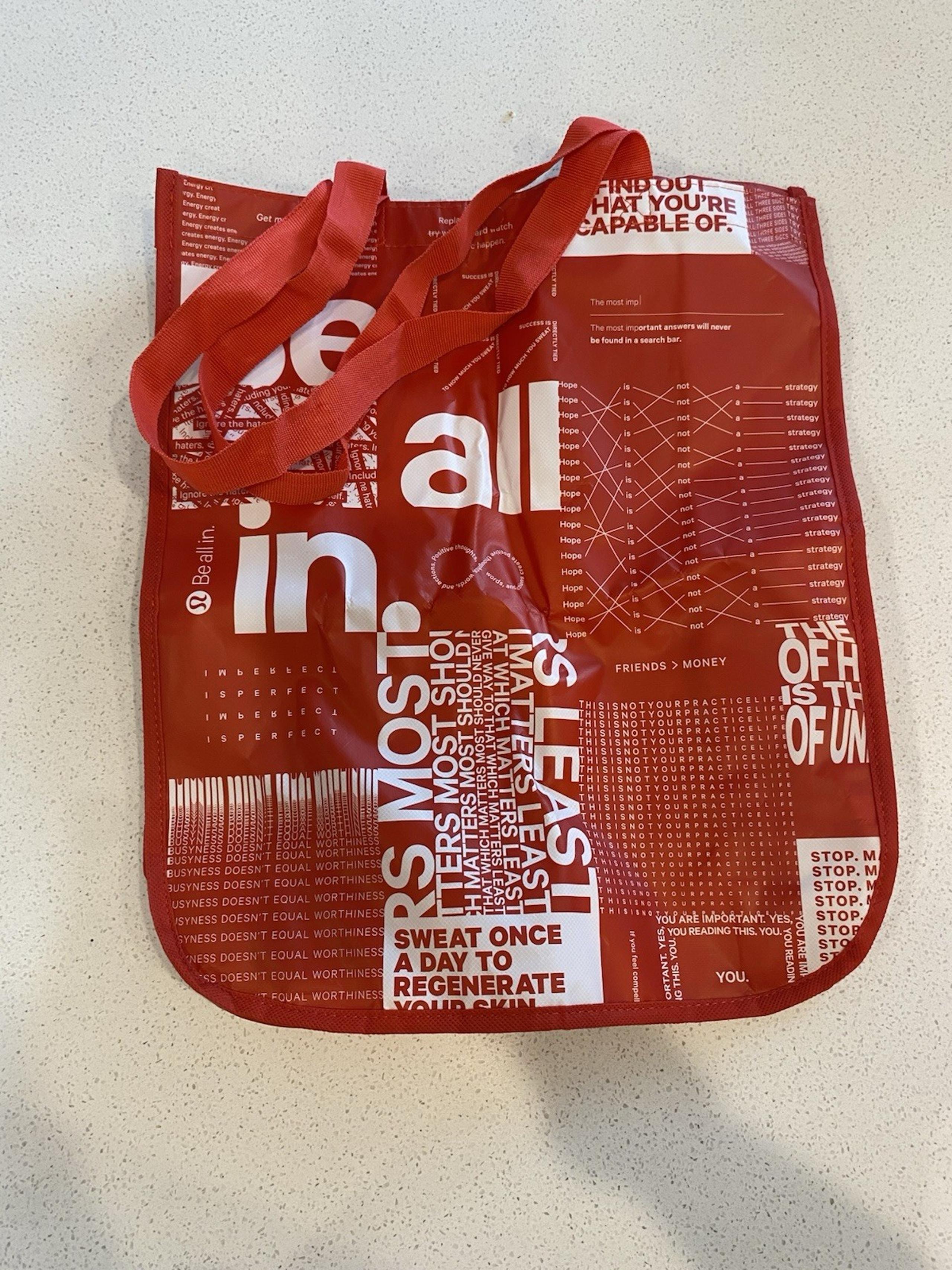 Lulu Lemon Large Reusable Tote Bag Snap Closure
