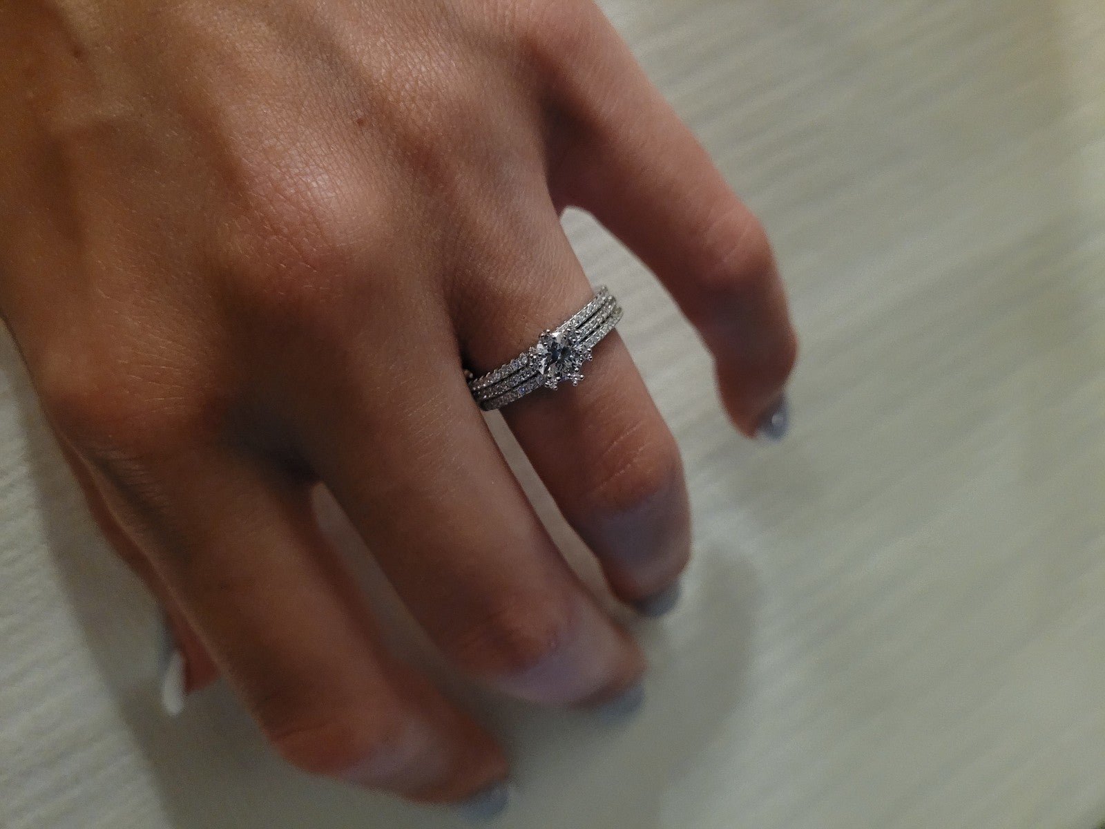 Genuine Moissanite Engagement Ring and Wedding Band Set Size 5,6,7,8,9
