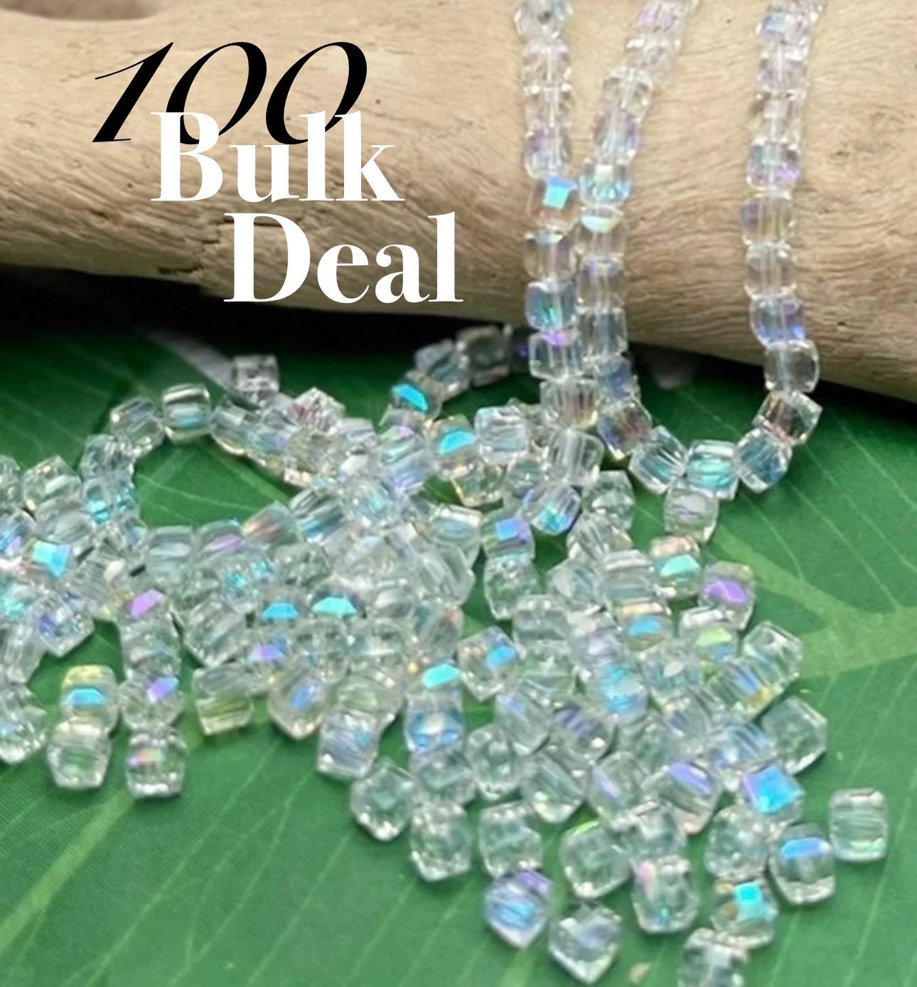 100 Austrian Crystals Cube Beads AB CLEAR BULK BUY DIY JEWELRY MAKING LOT