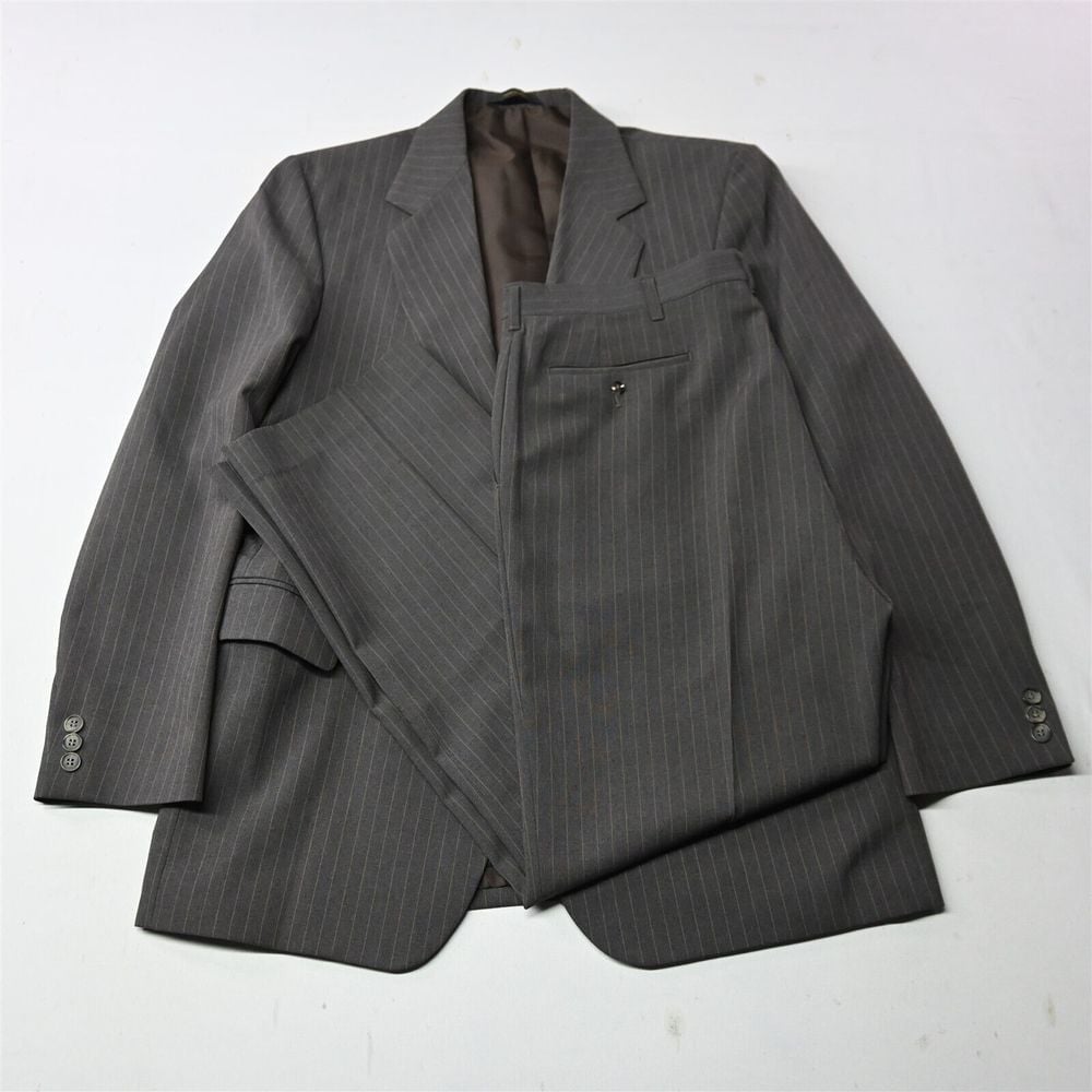 Vtg Haggar 42R 34x29 Brown Stripe USA Made Mens Sport Coat Jacket Pants Suit