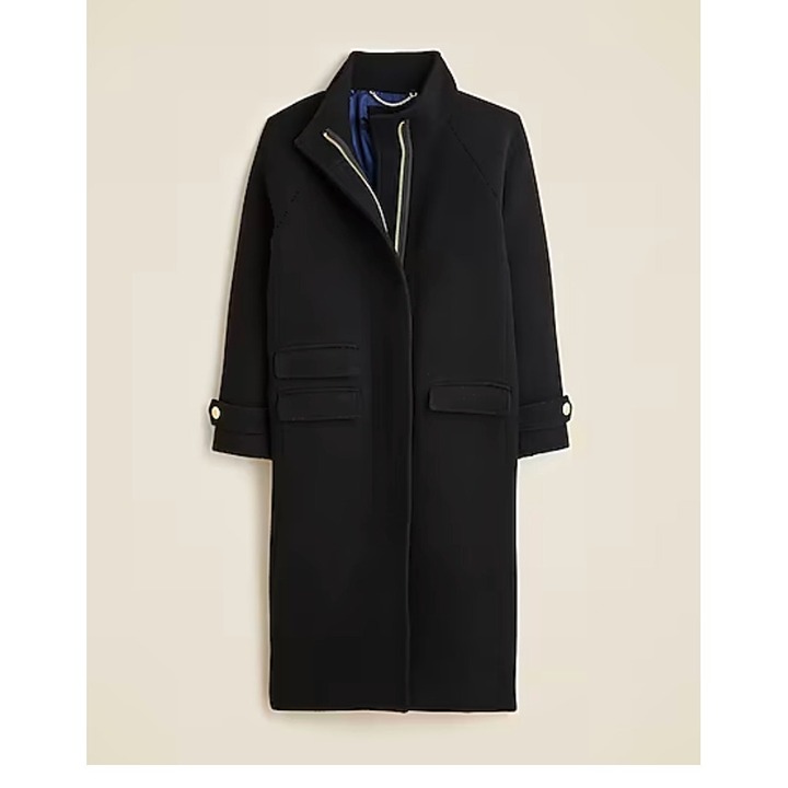 J.Crew Womens 398 Petite Toscana coat Italian wool blend Size P0 CE179 Black
