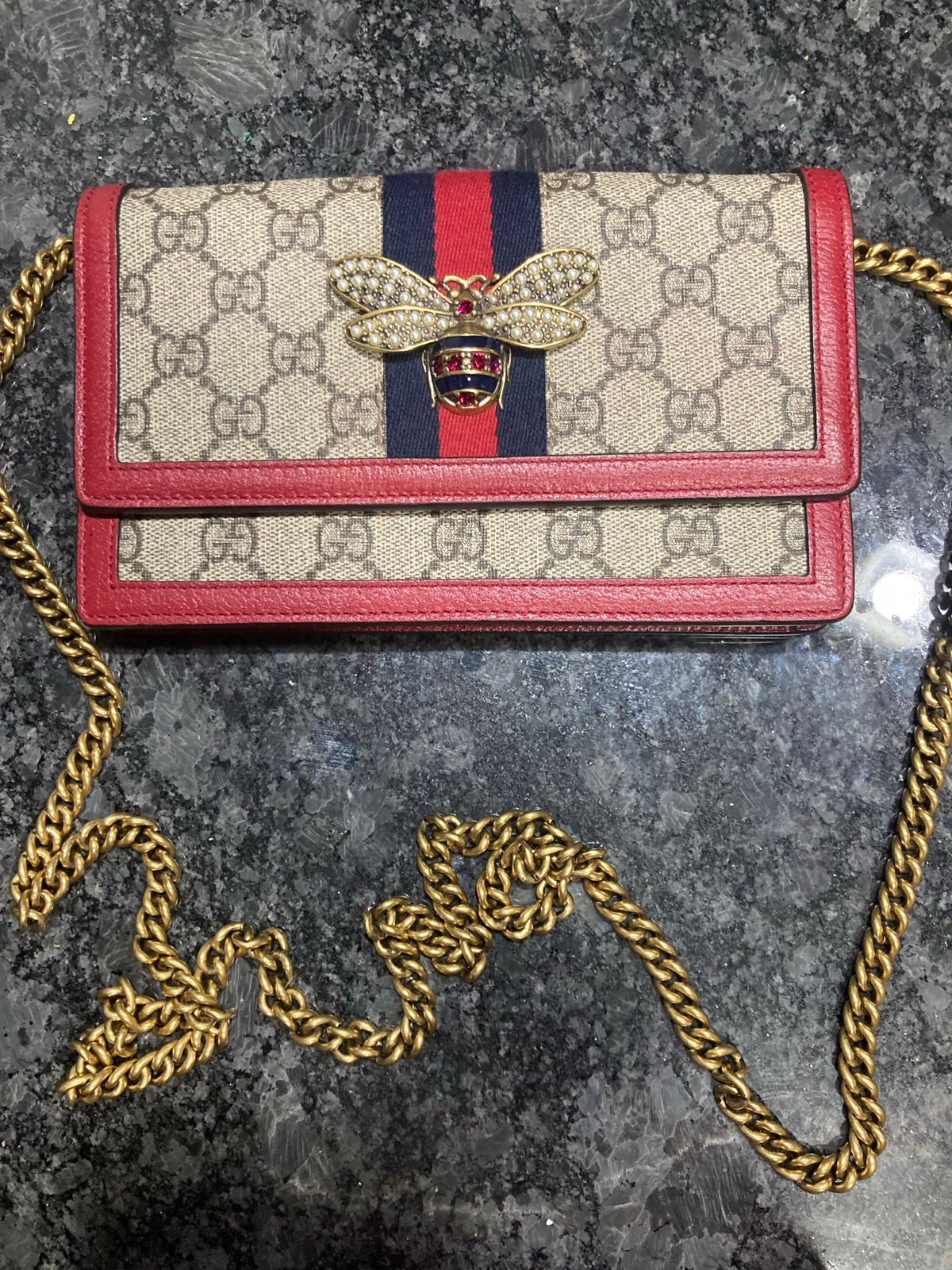 Gucci Brown Queen Margaret GG Coated Canvas Crossbody Bag