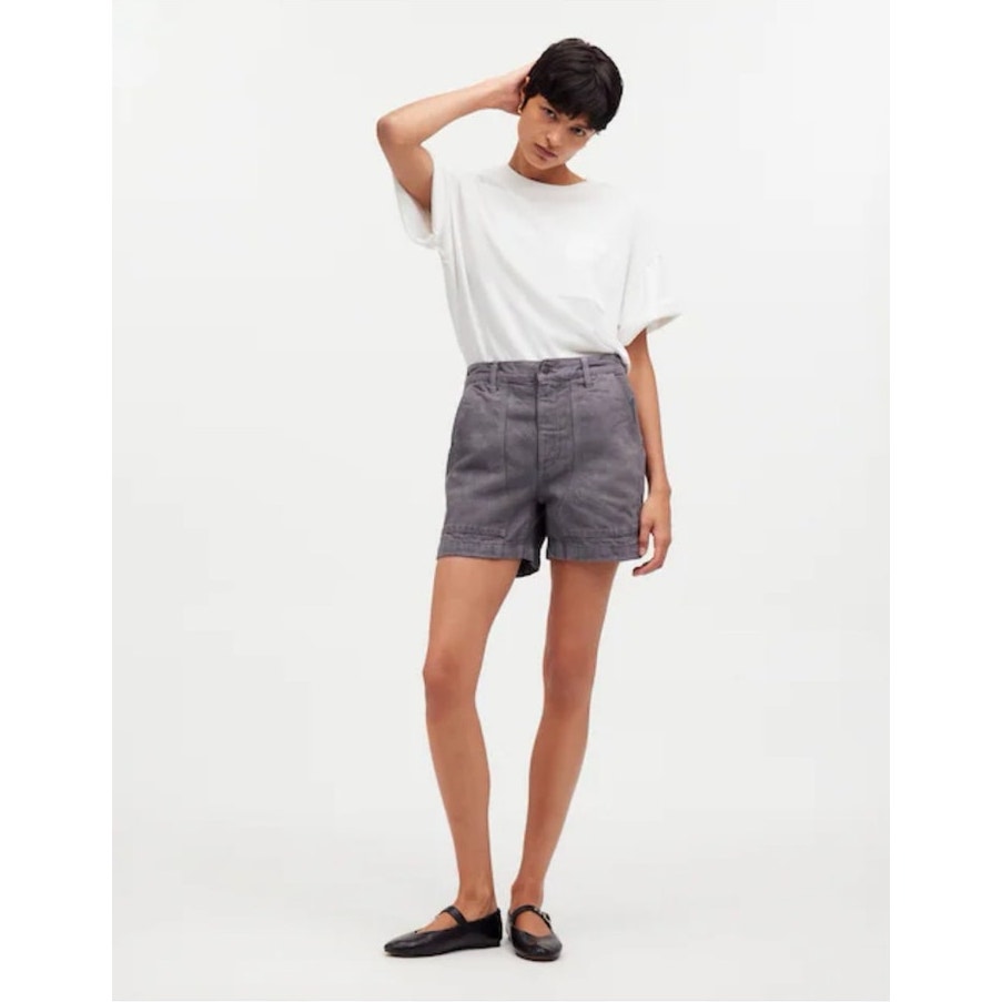 Madewell MN Dye Studio Denim High Rise Mid Length Workwear Shorts US Women's 26