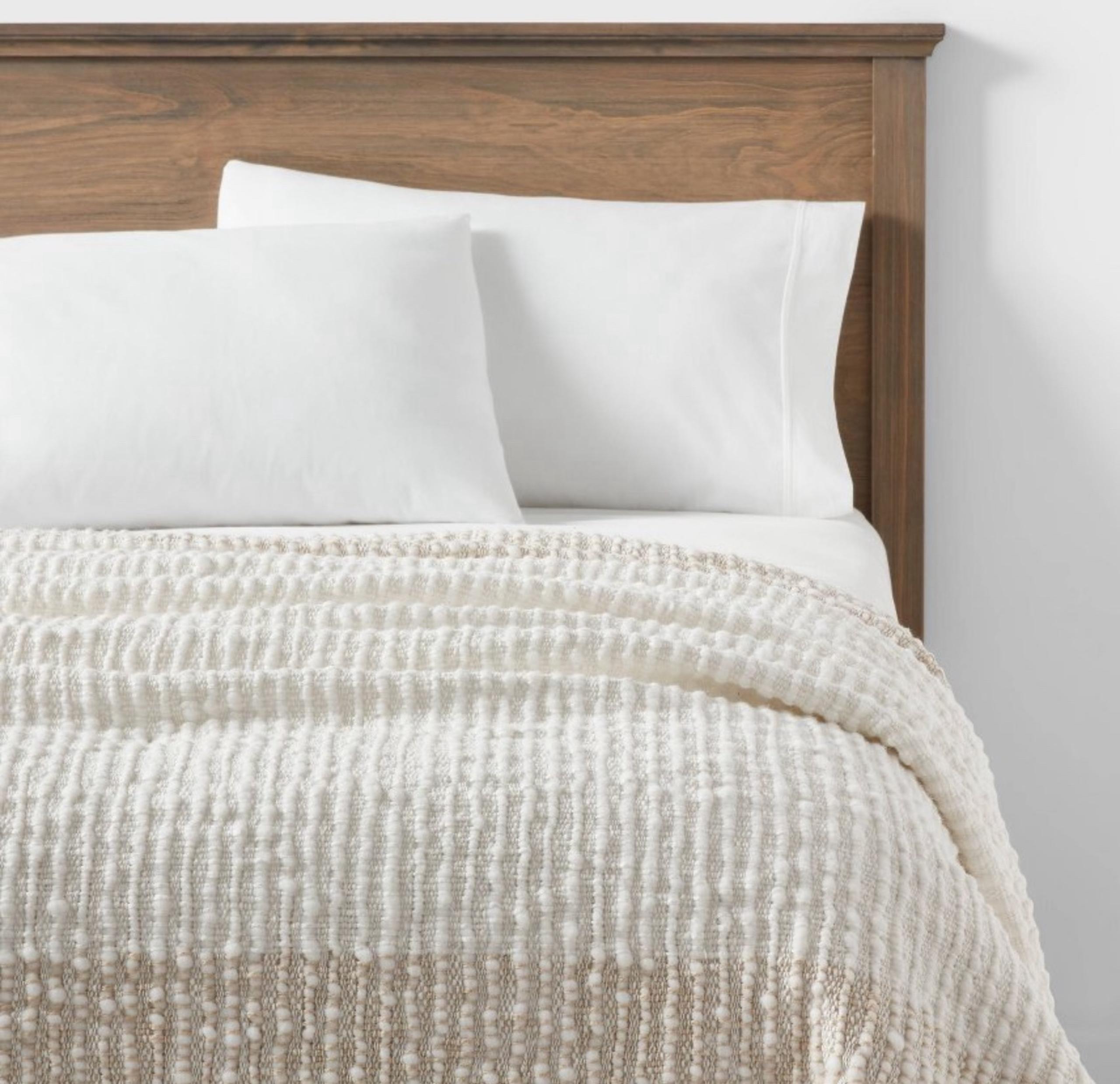 Chunky Woven Color Block Bed Throw White/ Natural - Threshold™