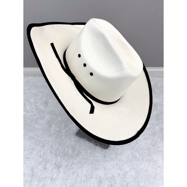 Lone Star Men's Western Hat Cream Black Shaped Brim Cowboy Rodeo 7 1/8