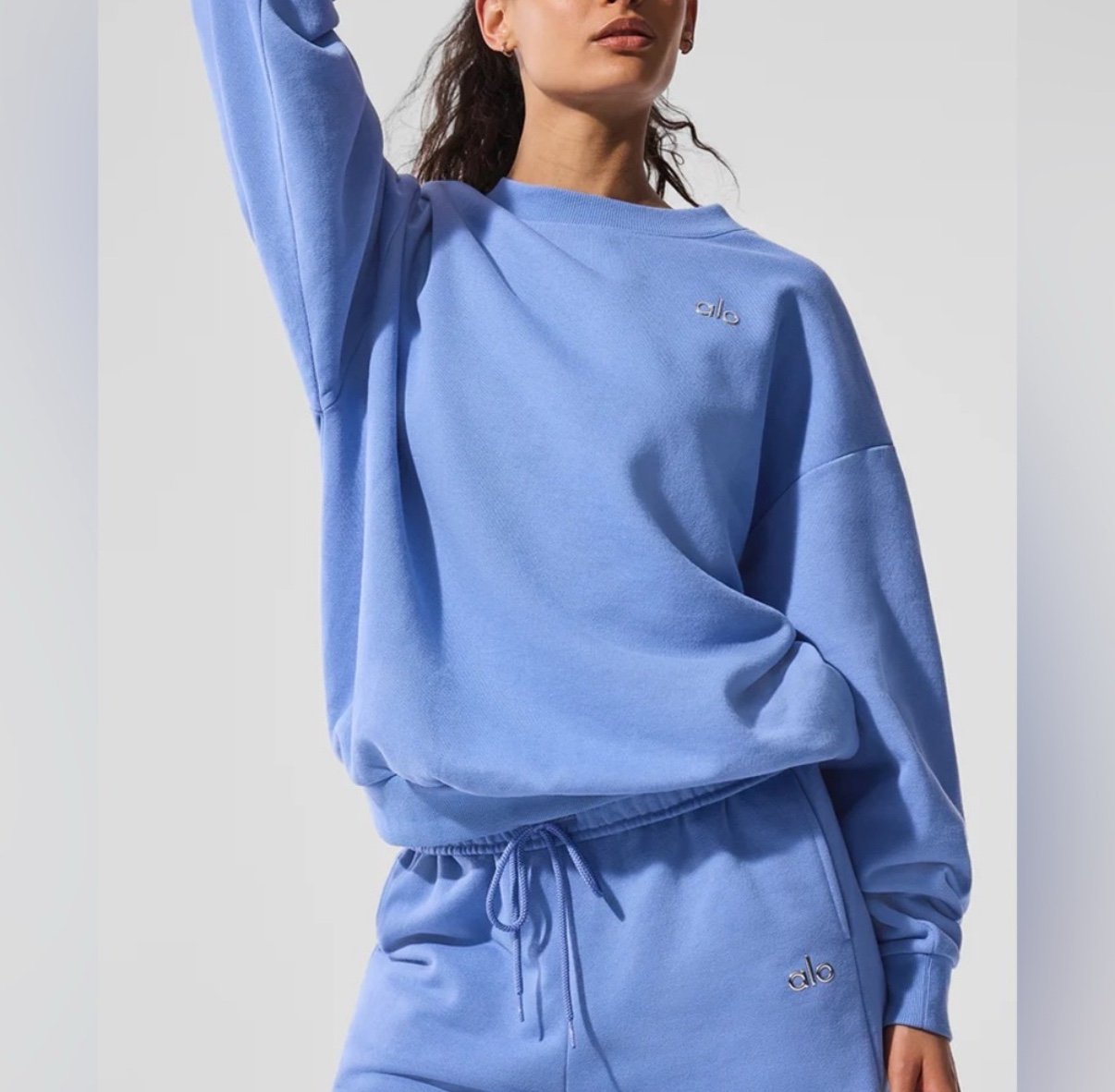 Alo Yoga Crew Neck Pullover NWT Crystal Clear Blue