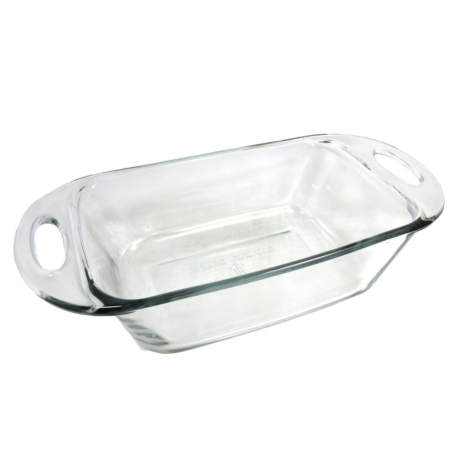 Anchor Hocking USA Clear Glass Loaf Pan w/Handles 5”x9” 1.5 qt Vintage
