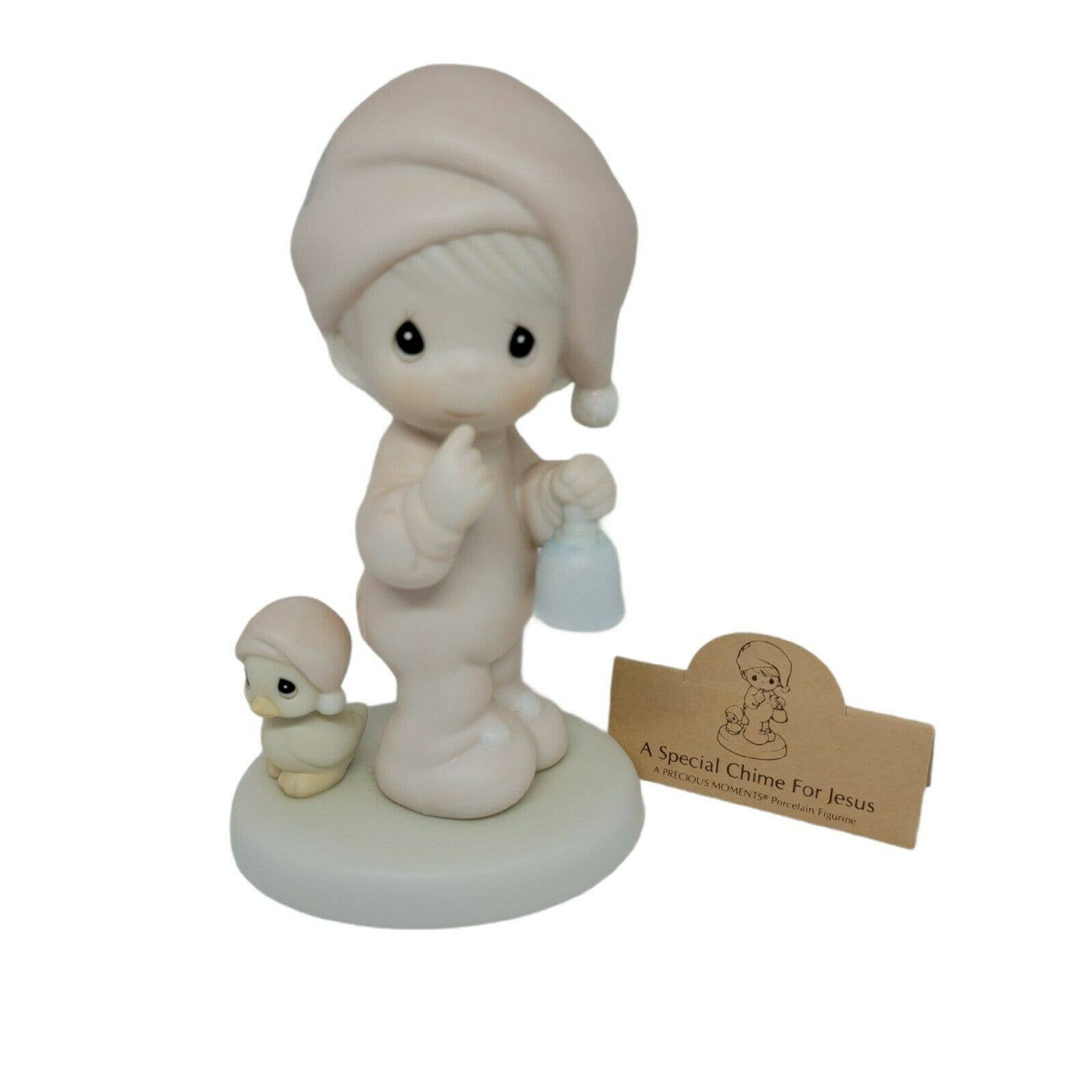 PRECIOUS MOMENTS FIGURINES A Special Chime for Jesus Child Holding Bell Duck