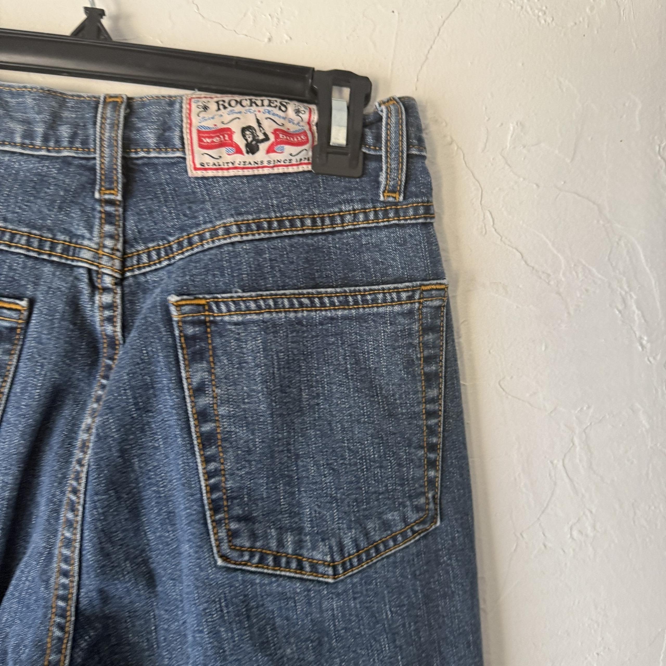 Rockies Jeans Womens 9-R Blue Relaxed Fit Straight Leg Denim Stretch Western