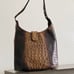Brahmin Croc Embossed Shoulder Bag Brown Tan 12x9.5