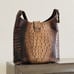 Brahmin Croc Embossed Shoulder Bag Brown Tan 12x9.5