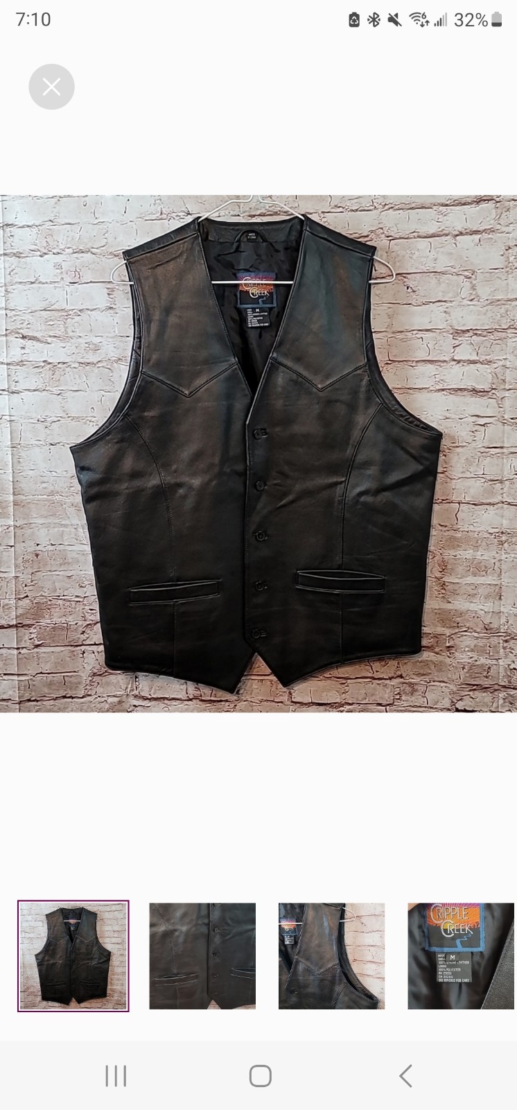 Cripple Creek leather riding motorcycle vest medium