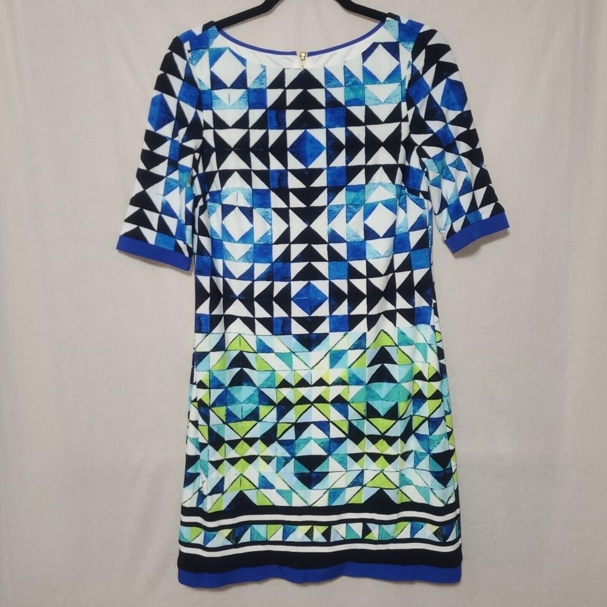 Eliza J Sheath Dress Womens Size 4 Geometric Half Sleeve Zipper Cocktail Party