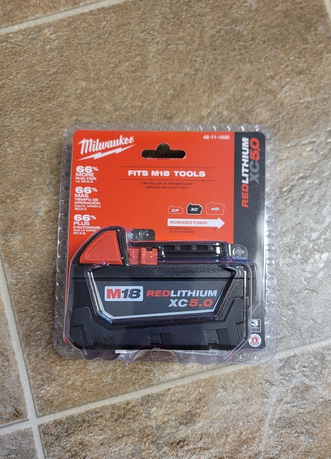 Milwaukee battery M18 5 .0, (2) single pack. New.