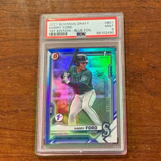 2021 Bowman Draft 1st Edition Harry Ford Blue Foil /150 PSA 9 Seattle Mariners