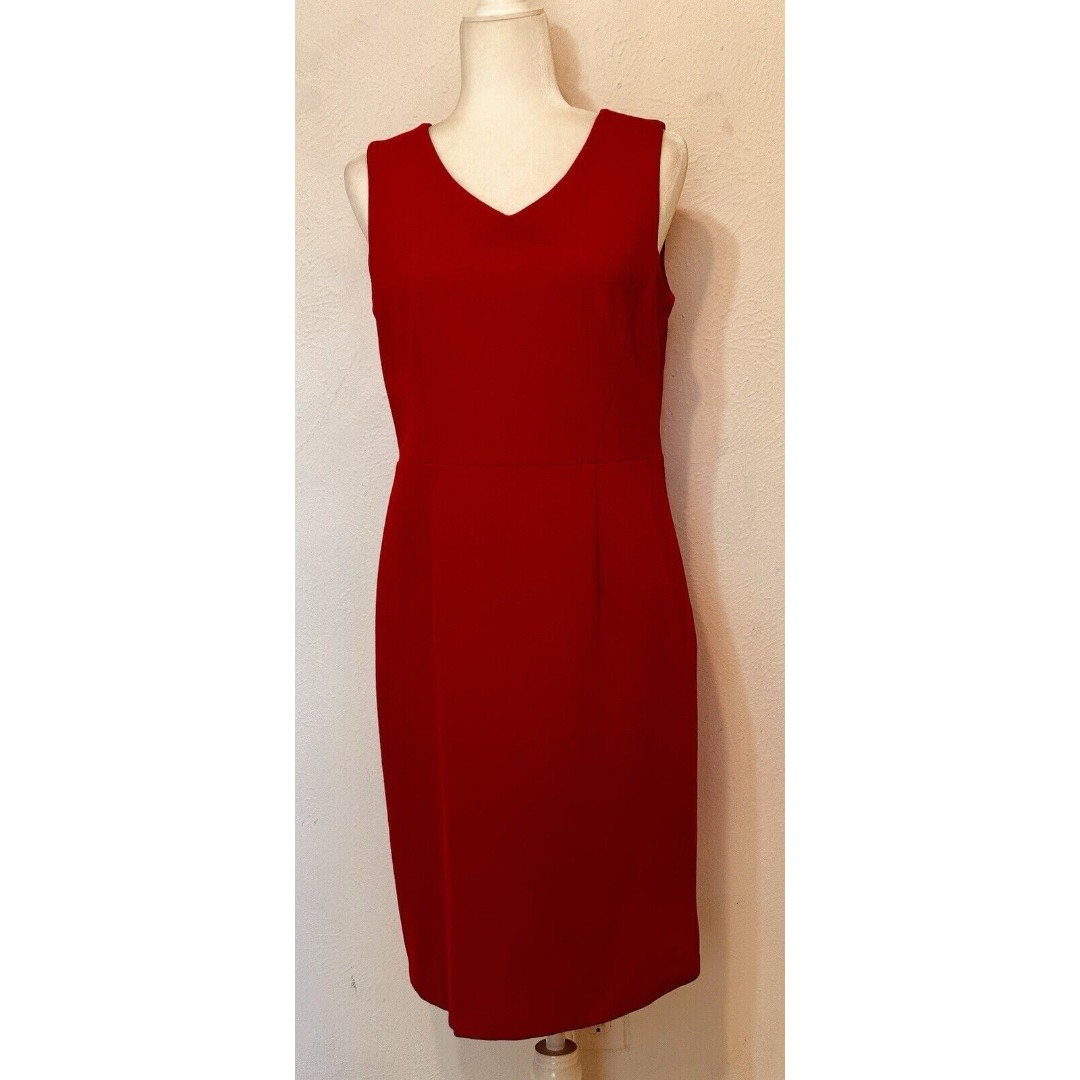 Talbots Women Size 6 Sleeveless Sheath V-Neck Red Dress Back Keyhole Valentines